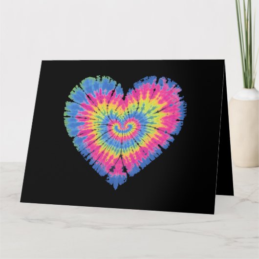 Tie Dye Valentijns Kleurrijke Harten Dag Kaart (Voorkant)