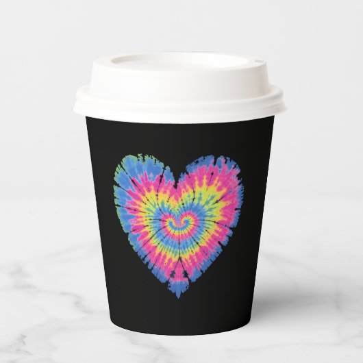 Tie Dye Valentijns Kleurrijke Harten Dag Papieren Bekers (Voorkant)