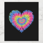Tie Dye Valentijns Kleurrijke Harten Dag Wijn Etiket (Enkel label)