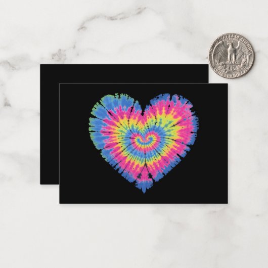 Tie Dye Valentijnsdag Kleurrijke Hartjes Dag  Notitiekaartje (Voorkant / Achterkant in situ)