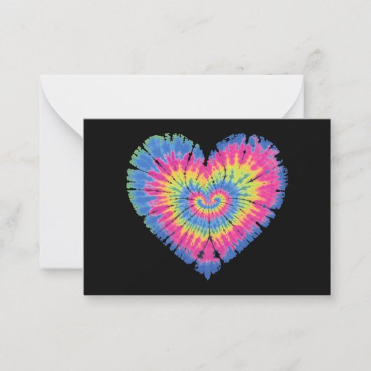Tie Dye Valentijnsdag Kleurrijke Hartjes Dag  Notitiekaartje (Voorkant)