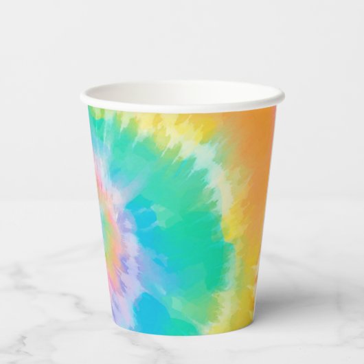 Tie Dye Verjaardag Retro Paper Cup Papieren Bekers (Achterkant)