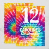 Tie Dye Verjaardag Uitnodigen Kaart (Voorkant / Achterkant)