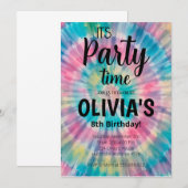 Tie Dye Verjaardag Uitnodiging Rainbow Tie Dye Geb (Voorkant / Achterkant)