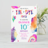 Tie Dye Verjaardagsfeest Bright Tie Dye Hippy Part Kaart (Staand voorkant)