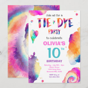 Tie Dye Verjaardagsfeest Bright Tie Dye Hippy Part Kaart