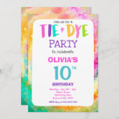 Tie Dye Verjaardagsfeest Bright Tie Dye Hippy Part Kaart (Voorkant / Achterkant)