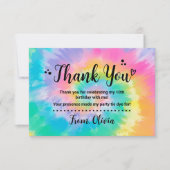 Tie Dye Verjaardagsfeestje Dank je kaart (Voorkant)