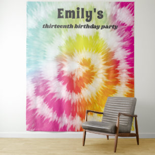 Tie-Dye Verjaardagsfeestje Regenboog Hippie Achter Wandkleed
