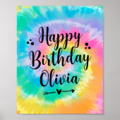 Tie Dye Verjaardagsfeestje teken Poster (Voorkant)