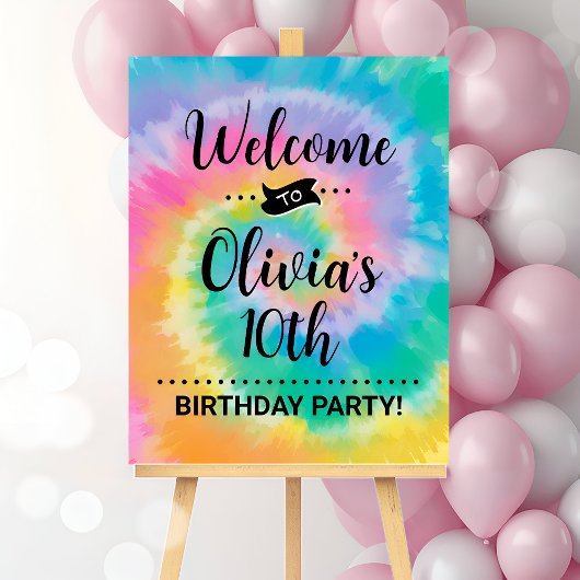 Tie Dye Verjaardagsfeestje Welkomstbord Retro Hipp Poster