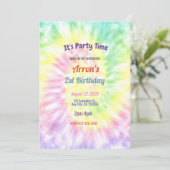 Tie Dye Verjaardagsfeestuitnodiging Kaart (Staand voorkant)