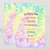 Tie Dye Verjaardagsfeestuitnodiging Kaart (Voorkant / Achterkant)
