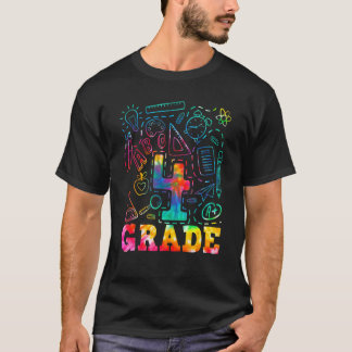Tie Dye Vierde Grade Typografie Terug naar School T-shirt