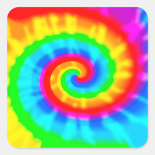 Tie Dye Vierkante Sticker