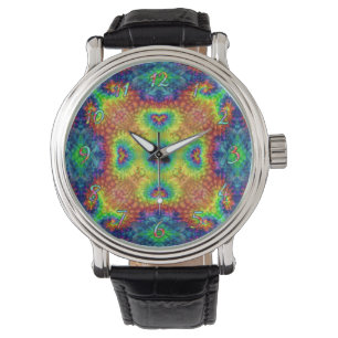Tie Dye Vintage Fractal Kaleidoscoop Horloge