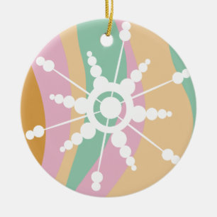 Tie Dye Vloeibare Retro Groovy Kerst Beige Groen Keramisch Ornament