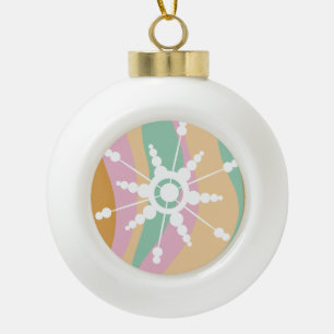 Tie Dye Vloeibare Retro Groovy Kerst Beige Groen Keramische Bal Ornament
