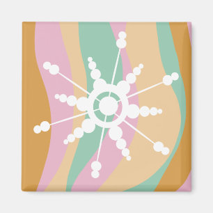 Tie Dye Vloeibare Retro Groovy Kerst Beige Groen Magneet