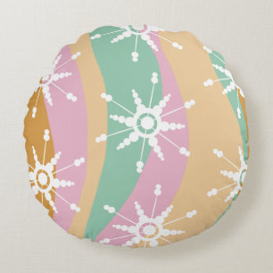 Tie Dye Vloeibare Retro Groovy Kerst Beige Groen Rond Kussen