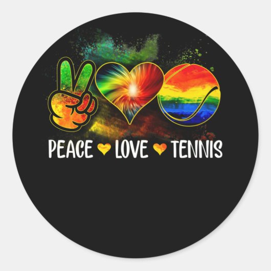 Tie Dye Vrede Liefde Tennis Tennisliefhebber Speld Ronde Sticker (Voorkant)