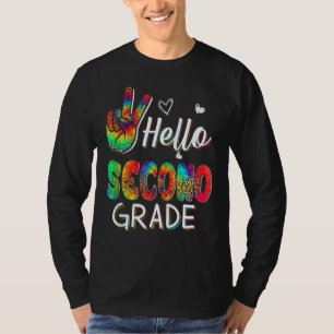 Tie Dye Vredesteken Hallo 2e klas eerste schooldag T-shirt