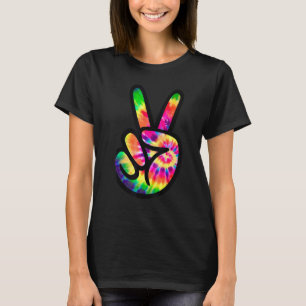 Tie Dye Vredesteken retro hippie kostuum idee Vred T-shirt