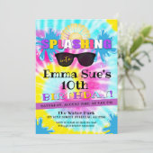 Tie Dye Water Pool Party uitnodiging (Staand voorkant)