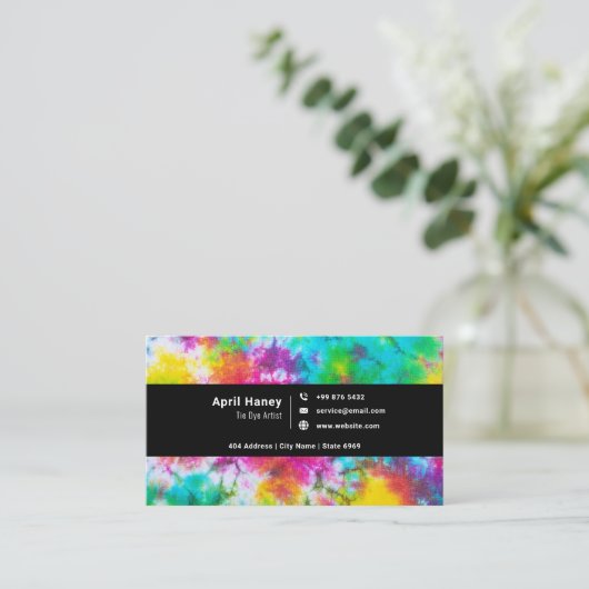 Tie Dye Waterverf Visitekaartje (Staand voorkant)