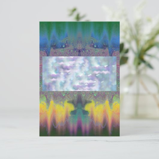 Tie Dye Wavy Psychedelic Blank Invitation Design Kaart (Staand voorkant)