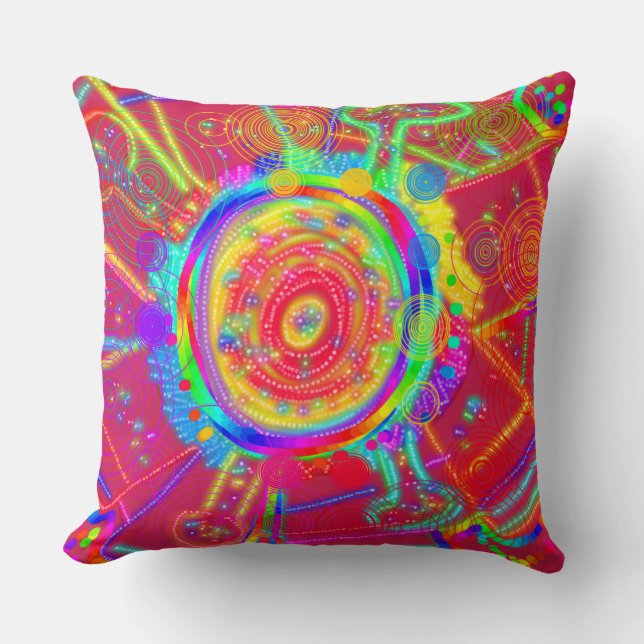 Tie-Dye-wielwaaierbloem Kussen (Voorkant)