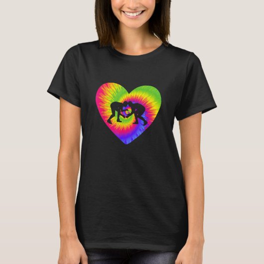 Tie Dye Wrestling Heart Pro Wrestler T-shirt (Voorkant)
