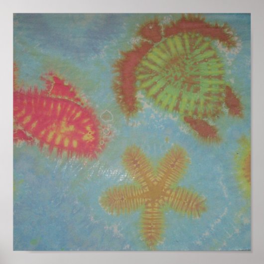 Tie Dye Zee Schildpad Paard Sterren Vis Poster (Voorkant)