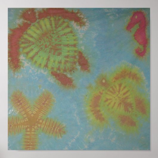 Tie Dye Zee Schildpad Paard Sterren Vis Poster (Voorkant)