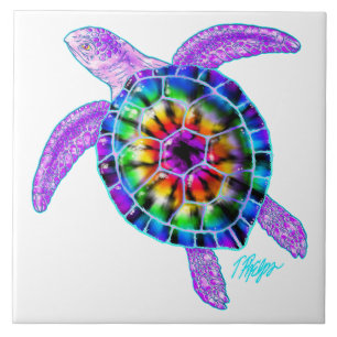 Tie Dye Zee Turtle Tile Tegeltje