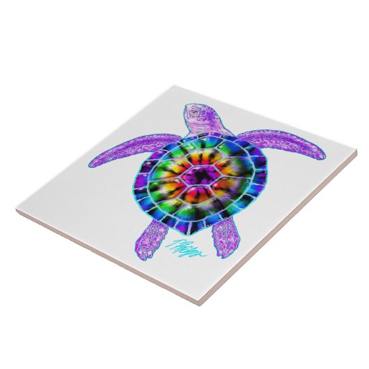 Tie Dye Zee Turtle Tile Tegeltje (Zijkant)
