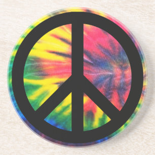 Tie Dye Zwart Vredesteken Zandsteen Onderzetter