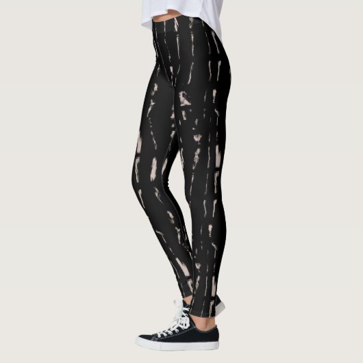 Tie Dye Zwarte Punk Abstract Patroon Leggings (Links)