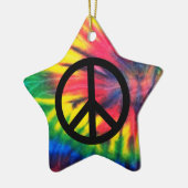 Tie Dye Zwarte Vredesteken Keramisch Ornament (Links)