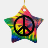 Tie Dye Zwarte Vredesteken Keramisch Ornament (Achterkant)