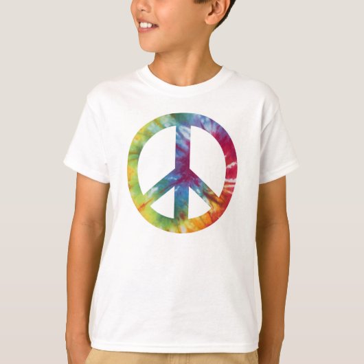 Tie Dyed Peace Sign Kid's Long Sleeved Tee Shirt (Voorkant)