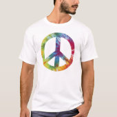 Tie Dyed Peace Sign Men's Long Sleeved Shirt (Voorkant)