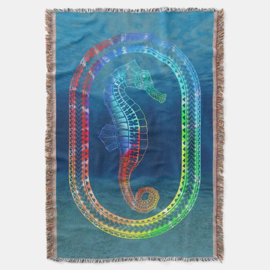 Tie Dyed Tribal Seahorse Deken (Voorkant Verticaal)