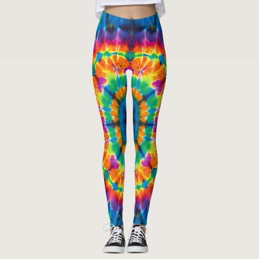 Tie-dyed, vibrant colored, leggings (Voorkant)