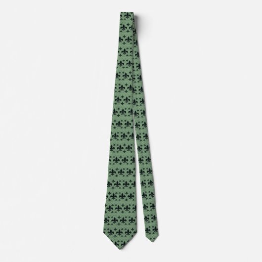 Tie Fleur-De-Lis Green Stropdas (Voorkant)