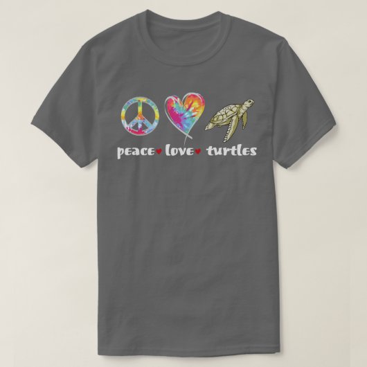 Tie kleurstof blad liefde schildpadden t-shirt (Design voorkant)