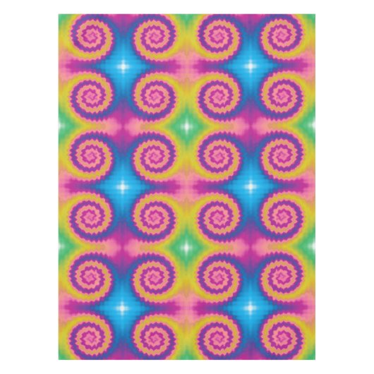 Tie kleurstof kleurig roevochtig retro-patroon tafelkleed (Voorkant)