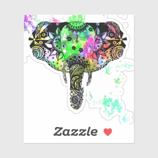 Tie kleurstof olifant mandala sticker (Vel)