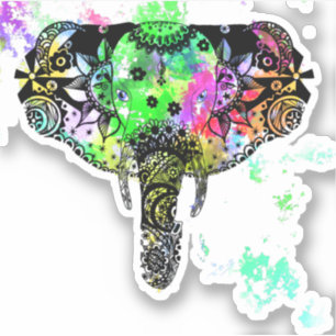 Tie kleurstof olifant mandala sticker