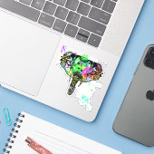 Tie kleurstof olifant mandala sticker (Laptop met iPhone)